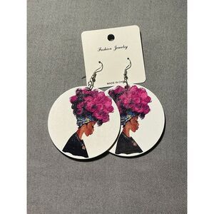Large African American Women Wood Earrings‎